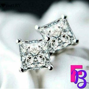 4 CTW Princess Cut Earrings